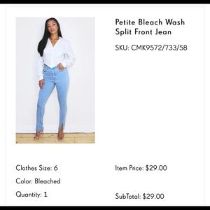 Petite Bleach Wash Split Front Jean PLT